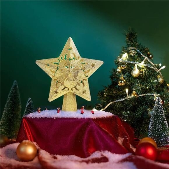 Christmas Tree Topper Projector, LED Star Tree Topper Light, Glitter - Picture 2 of 7